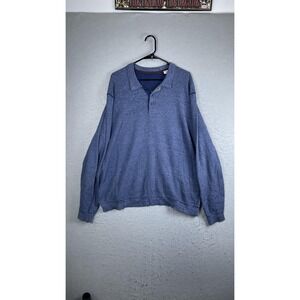 Tommy Bahama Sweater Mens XL Blue Collared Button Knit Pullover Silk Casual